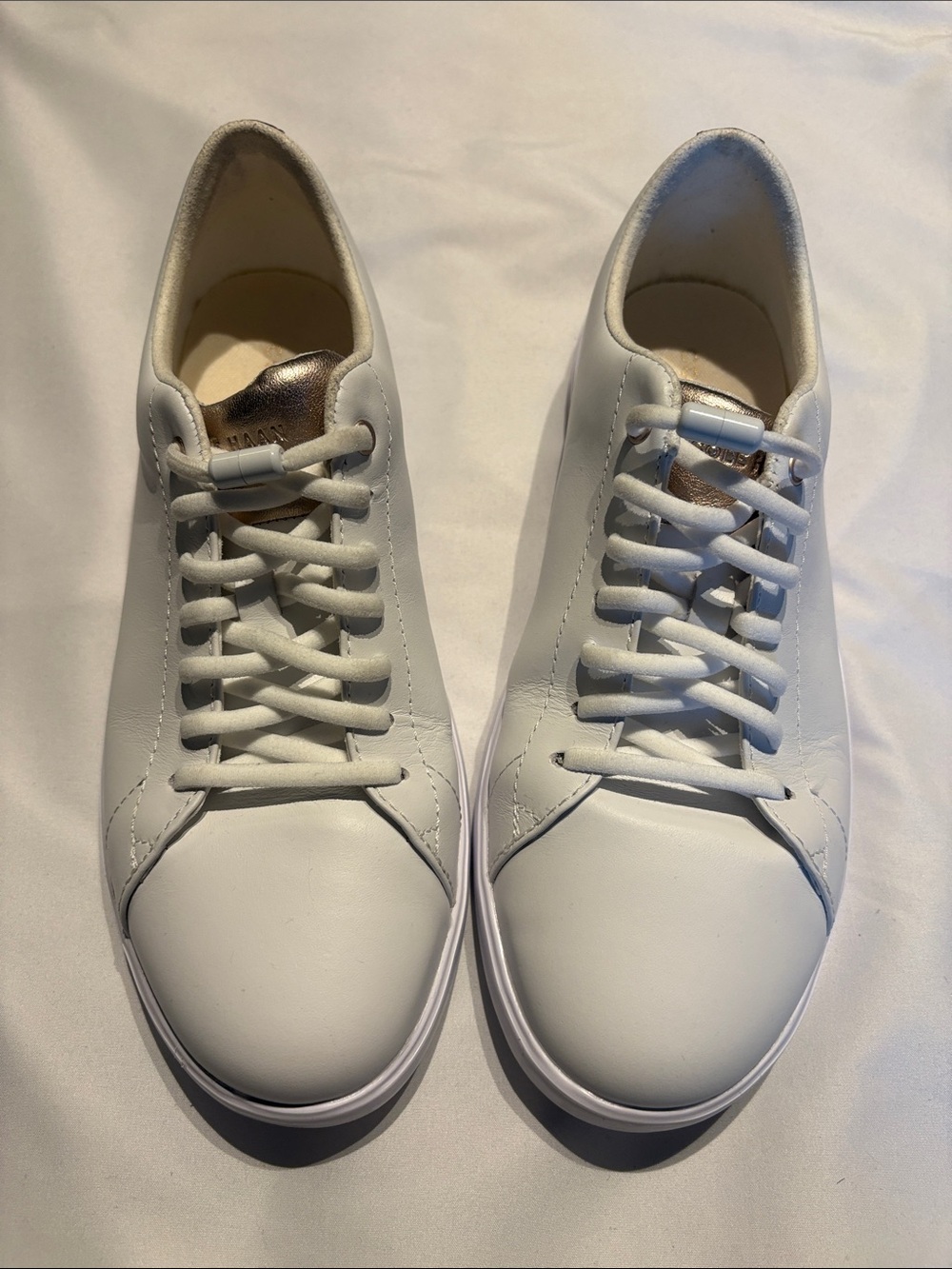 Cole Haan Women's Grand Crosscourt II Sneaker - White and Rose Gold Size 8